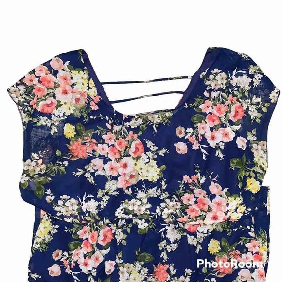 🛑Sold🛑 City Triangles Blue Short Floral Dress size 2X - Picture 4 of 4